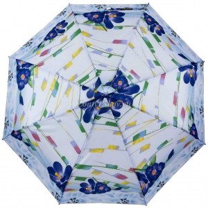 Зонт  Rain Proof бледно голубой с цветами, механика, 3 сл., арт.1055-5
